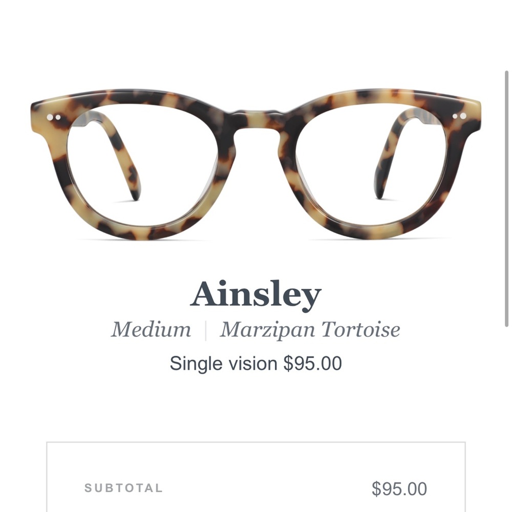 NEW Unworn Warby Parker Ainsley Medium in Marzipan Tortoise